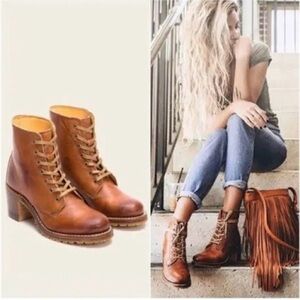 Rare Frye Sabrina 6G boots brown cognac size 8